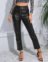 Zip-Up High Waist Straight Leg Pants