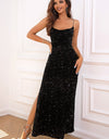 Sequin Backless Split Maxi Dress