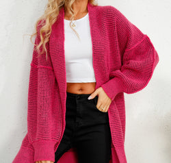 Open Front Dropped Shoulder Cardigan