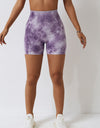 Tie Dye Wide Waistband Slim Fit Sports Shorts