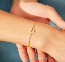 Crown Shape 18K Gold-Plated Bead Bracelet