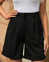 Pleated High Waist Shorts with Pockets