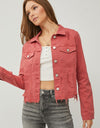 RISEN Raw Hem Button Up Cropped Denim Jacket