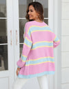 Color Block Ribbed Dropped Shoulder Open Front Cardigan