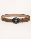 Leaf Pattern PU Leather Belt