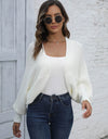Bat Sleeve Open Front Short Cardigan