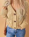 Woven Right Mixed Knit Button Down Cardigan with Pockets