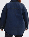 Plus Size Snap Down Pocketed Denim Jacket