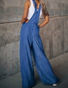 Distressed Wide Leg Denim Overalls