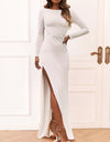 Split Backless Long Sleeve Dress