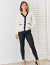 Contrast Trim Button Up Cardigan