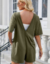 Lovelet Backless Round Neck Half Sleeve Romper