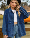 Dropped Shoulder Denim Jacket with Pockets