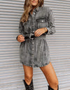 Long Sleeve Collared Denim Dress