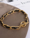 18K Gold-Plated Leather Chain Bracelet