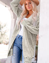 Woven Right Heathered Open Front Longline Cardigan