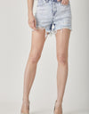 RISEN Raw Hem Distressed High Rise Denim Shorts