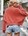 Round Neck Drop Shoulder Long Sleeve Sweater