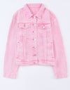 Pocketed Button Up Collared Neck Denim Jacket