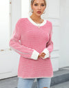 Angel Wings Striped Round Neck Long Sleeve Knit Top