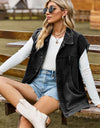 Button Up Collared Neck Sleeveless Denim Jacket