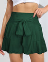 Smocked Tie-Front High-Rise Shorts