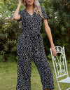 Ivy Lane Printed V-Neck Short Sleeve Jumpsuit