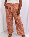 Heimish Right Angle Full Size Geometric Printed Pants in Red Orange