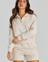 Half Button Sweatshirt and Shorts Active Set