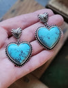 Artificial Turquoise Alloy Heart Dangle Earrings