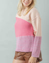 VERY J Color Block Long Sleeve Sweater