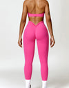 Ruched Halter Neck Bra and Pocketed Leggings Active Set