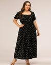 Plus Size Polka Dot Square Neck Dress