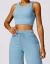 Round Neck Wide Strap Cropped Active Tank