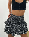 Printed Frill Trim Smocked Mini Skirt