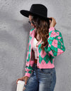 Geometric Button Up Long Sleeve Cardigan