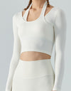 Halter Neck Long Sleeve Cropped Sports Top