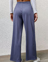 Pleated Detail Wide-Leg Pants with Pockets