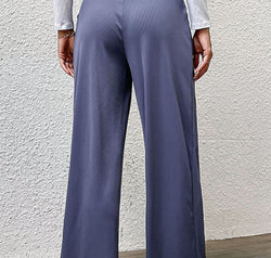 Pleated Detail Wide-Leg Pants with Pockets