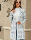 Printed Open Front Lapel Collar Cardigan with Pockets