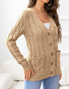 Button Down Cable-Knit Cardigan