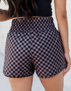 Checkered Elastic Waist Shorts