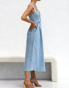 Sweetheart Neck Wide Strap Denim Dress