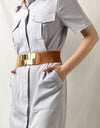 Geometric Buckle Elastic Wide Belt