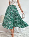 Printed Ruffle Hem Midi Skirt