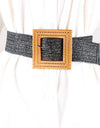 Square Buckle Elastic Braid Belt