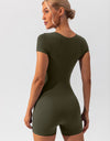 Square Neck Cap Sleeve Active Romper