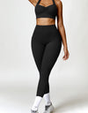 Ruched Halter Neck Bra and Pocketed Leggings Active Set