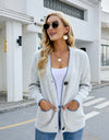 Button Down V-Neck Cardigan with Pockets