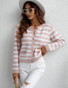 Woven Right Striped Button Front Cardigan